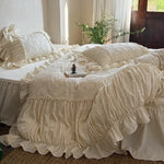 Bedding Set 4-Piece Floral Jacquard Embroidery Breathable Cotton
