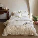 Bedding Set 4-Piece Floral Jacquard Embroidery Breathable Cotton