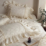 Bedding Set 4-Piece Floral Jacquard Embroidery Breathable Cotton