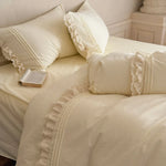Bedding Set 4-Piece Lace & Ruffles 100% Cotton