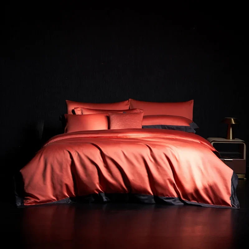 Bedding Set 4-Piece Long-Staple Cotton Gold & Silver Threads