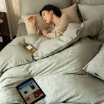 Bedding Set 4-Piece Pre-Washed Cotton Jacquard All-Season