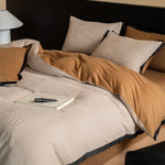Bedding Set 4-Piece Reversible Jacquard Contrast Piping