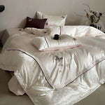Bedding Set 4-Piece Satin Cotton Blend Embroidered Butterfly