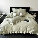 Bedding Set 4-Piece Satin Jacquard Ruffled Edges