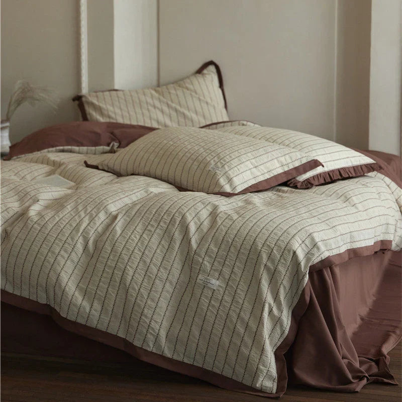 Bedding Set Breathable Cotton Blend Ruffle Trim