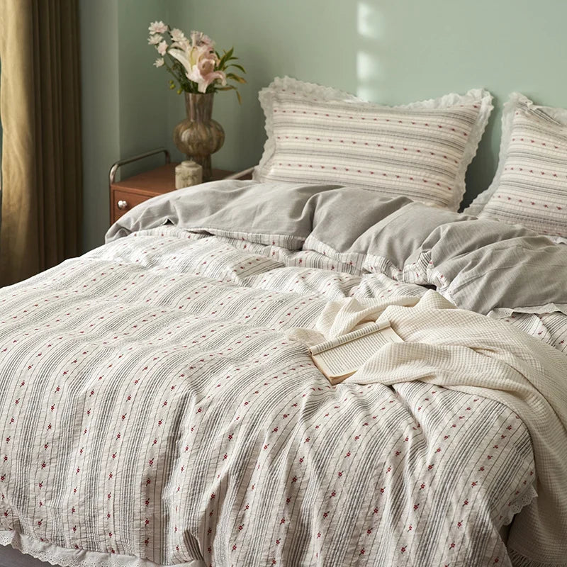 Bedding Set Breathable Cotton Canvas Long Zipper