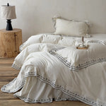 Bedding Set Breathable Cotton Embroidered Ruffled Hem 4-Piece