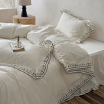 Bedding Set Breathable Cotton Embroidered Ruffled Hem 4-Piece
