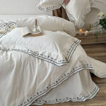 Bedding Set Breathable Cotton Embroidered Ruffled Hem 4-Piece