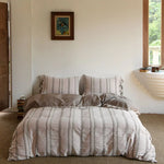 Bedding Set Breathable Cotton Embroidered Stripes & Floral Accents