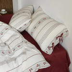 Bedding Set Breathable Cotton Embroidered Stripes & Floral Accents