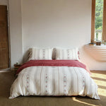 Bedding Set Breathable Cotton Embroidered Stripes & Floral Accents