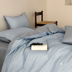 Bedding Set Breathable Cotton Fine Stripe Machine-Washable