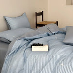 Bedding Set Breathable Cotton Fine Stripe Machine-Washable