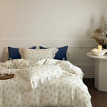Bedding Set Breathable Cotton Gauze Floral Lace 4 Piece