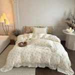 Bedding Set Breathable Cotton Gauze Floral Lace 4 Piece