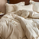 Bedding Set Breathable Cotton Gauze Hand-Stitched Floral Four-Piece