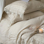 Bedding Set Breathable Cotton Gauze Rose Embroidery