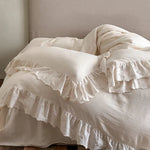 Bedding Set Breathable Cotton-Linen Embroidered Lace Integrated Bed Skirt