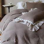 Bedding Set Breathable Cotton-Linen Ruffle & Lace Trim