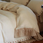 Bedding Set Breathable Cotton-Linen Ruffle & Lace Trim