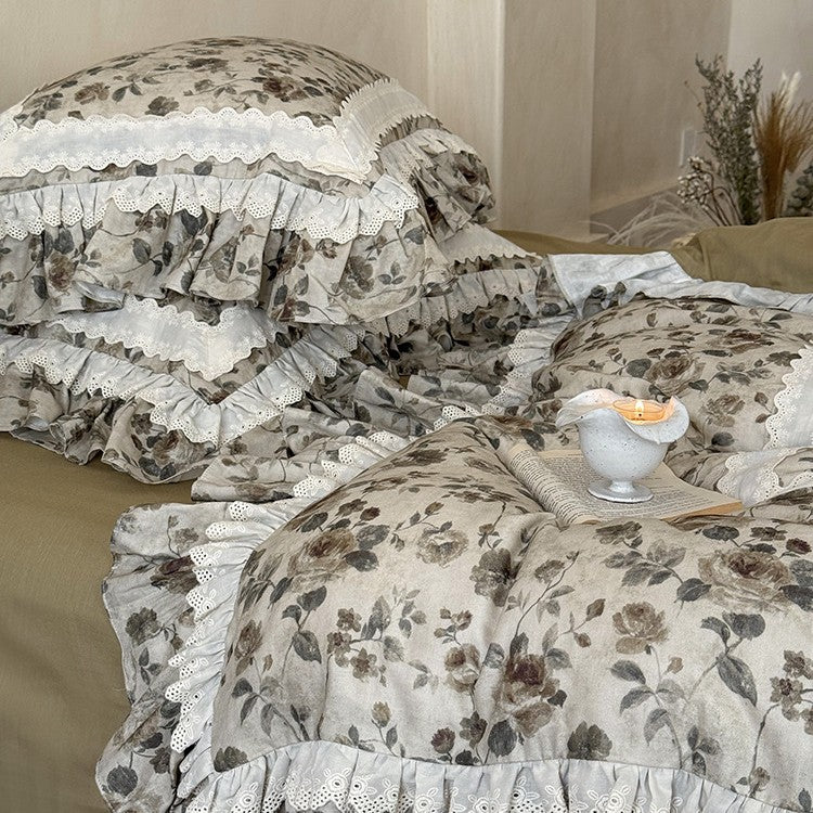 Bedding Set Breathable Cotton-Linen Ruffles & Lace