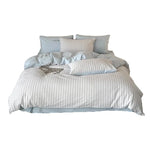 Bedding Set Breathable Cotton Muslin Reversible Fine Stripe Four Piece
