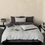 Bedding Set Breathable Cotton Muslin Reversible Fine Stripe Four Piece