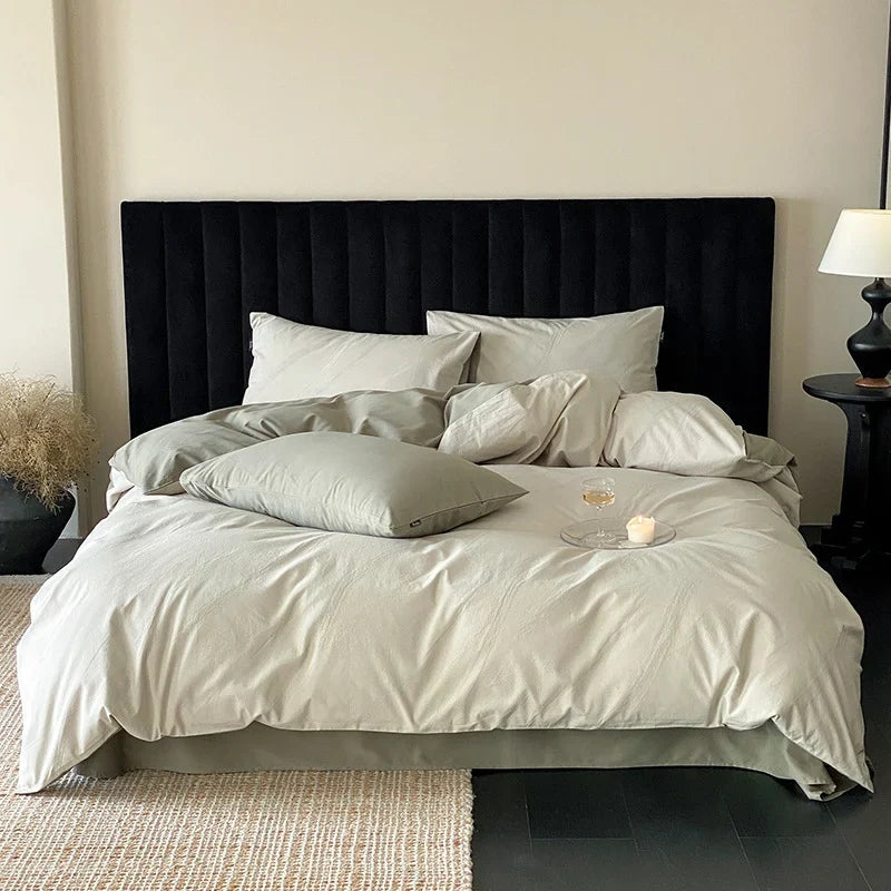 Bedding Set Breathable Cotton Percale Natural Crinkle