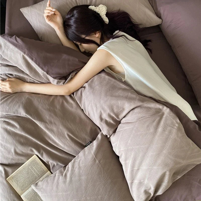Bedding Set Breathable Cotton Percale Natural Crinkle