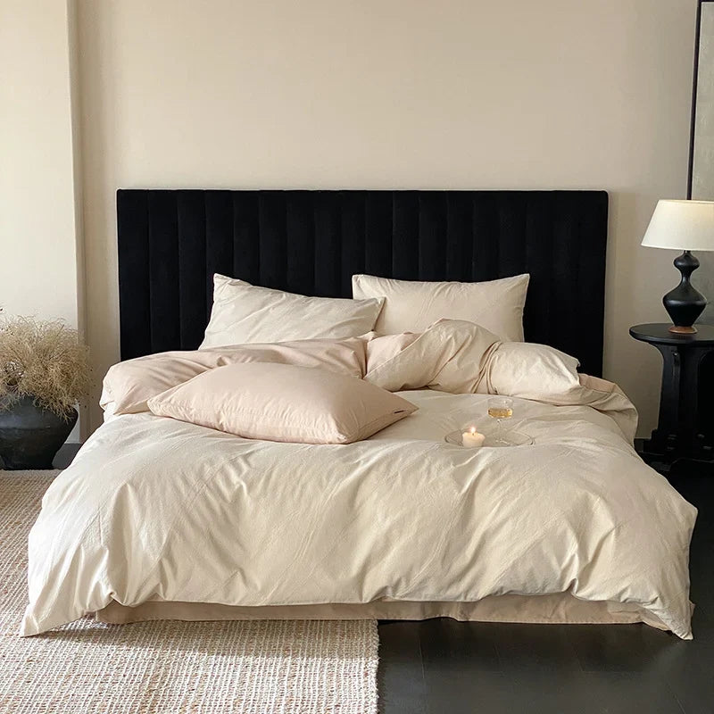Bedding Set Breathable Cotton Percale Natural Crinkle