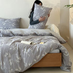 Bedding Set Breathable Cotton Percale Reversible Leaf Print