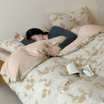 Bedding Set Breathable Cotton Percale Reversible Leaf Print