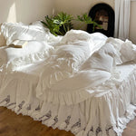Bedding Set Breathable Cotton Percale Ruffle & Lace