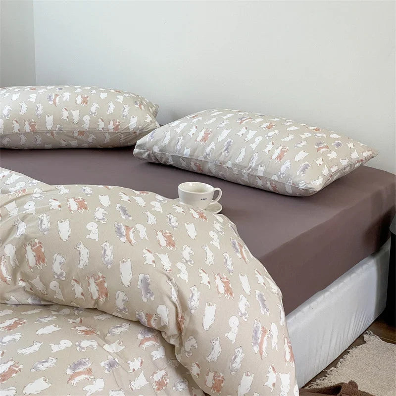Bedding Set Breathable Cotton Percale Subtle Floral