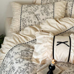 Bedding Set Breathable Cotton Percale Toile Print 4-Piece