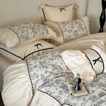 Bedding Set Breathable Cotton Percale Toile Print 4-Piece