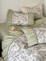 Bedding Set Breathable Cotton Percale Toile Print 4-Piece