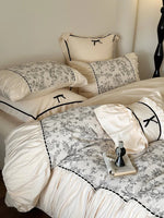 Bedding Set Breathable Cotton Percale Toile Print 4-Piece