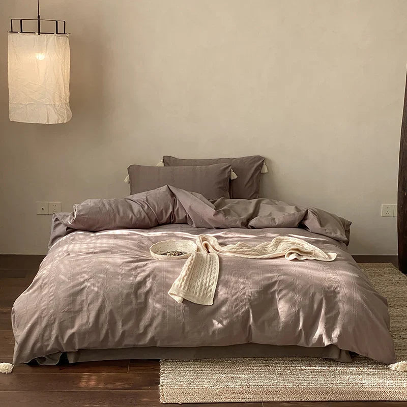 Bedding Set Breathable Cotton Satin Tone-On-Tone
