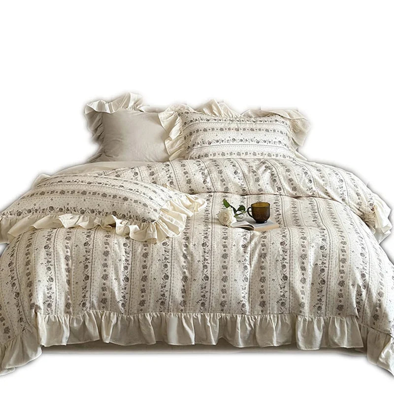Bedding Set Breathable Cotton Vintage Floral Set of 4