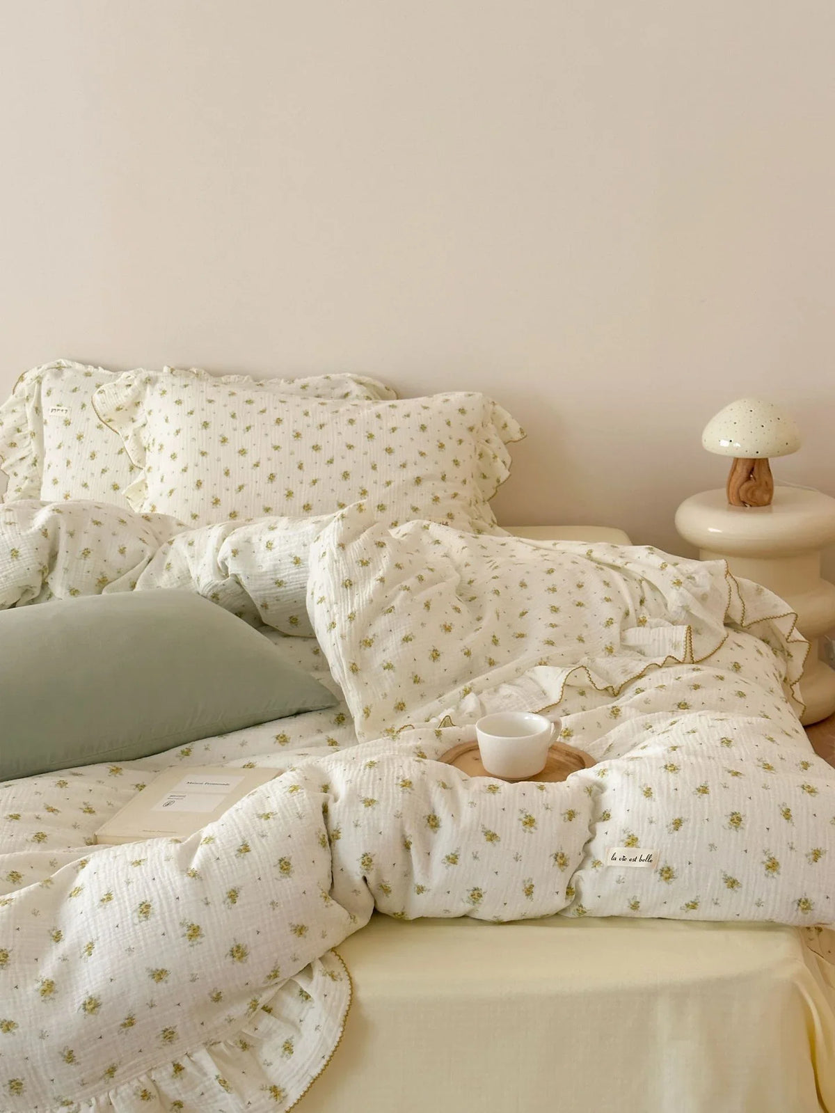 Bedding Set Breathable Double-Layer Cotton Gauze Ruffled Trim