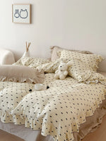 Bedding Set Breathable Double-Layer Cotton Gauze Ruffled Trim