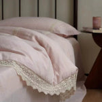 Bedding Set Breathable Linen-Look Crochet Lace Trim