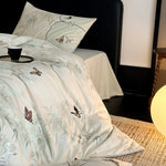 Bedding Set Breathable Woven Embroidered Butterfly Machine Washable