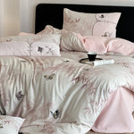Bedding Set Breathable Woven Embroidered Butterfly Machine Washable
