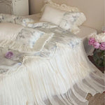 Bedding Set Cotton Blend Embroidered Butterfly