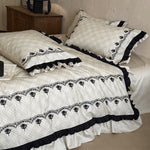 Bedding Set Cotton Blend Floral Embroidery 4 Piece