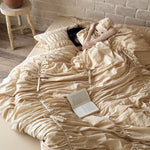 Bedding Set Cotton Blend Gathered Ruffle Design